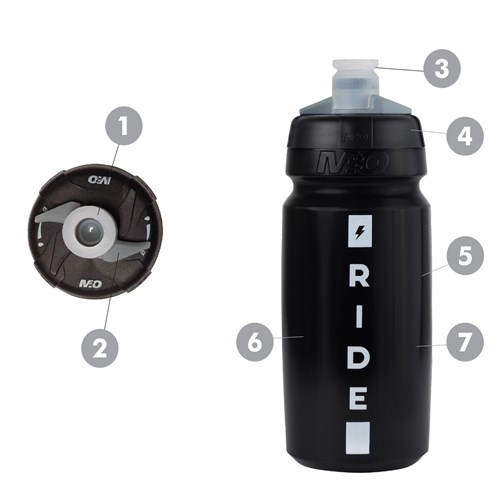 Pilot Water Bottle - 620ml - Black/White - Ride Fast